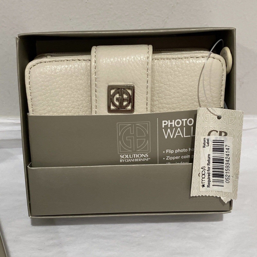 Giani Bini NWT creamy white leather wallet bifold zipper coin pocket NEW